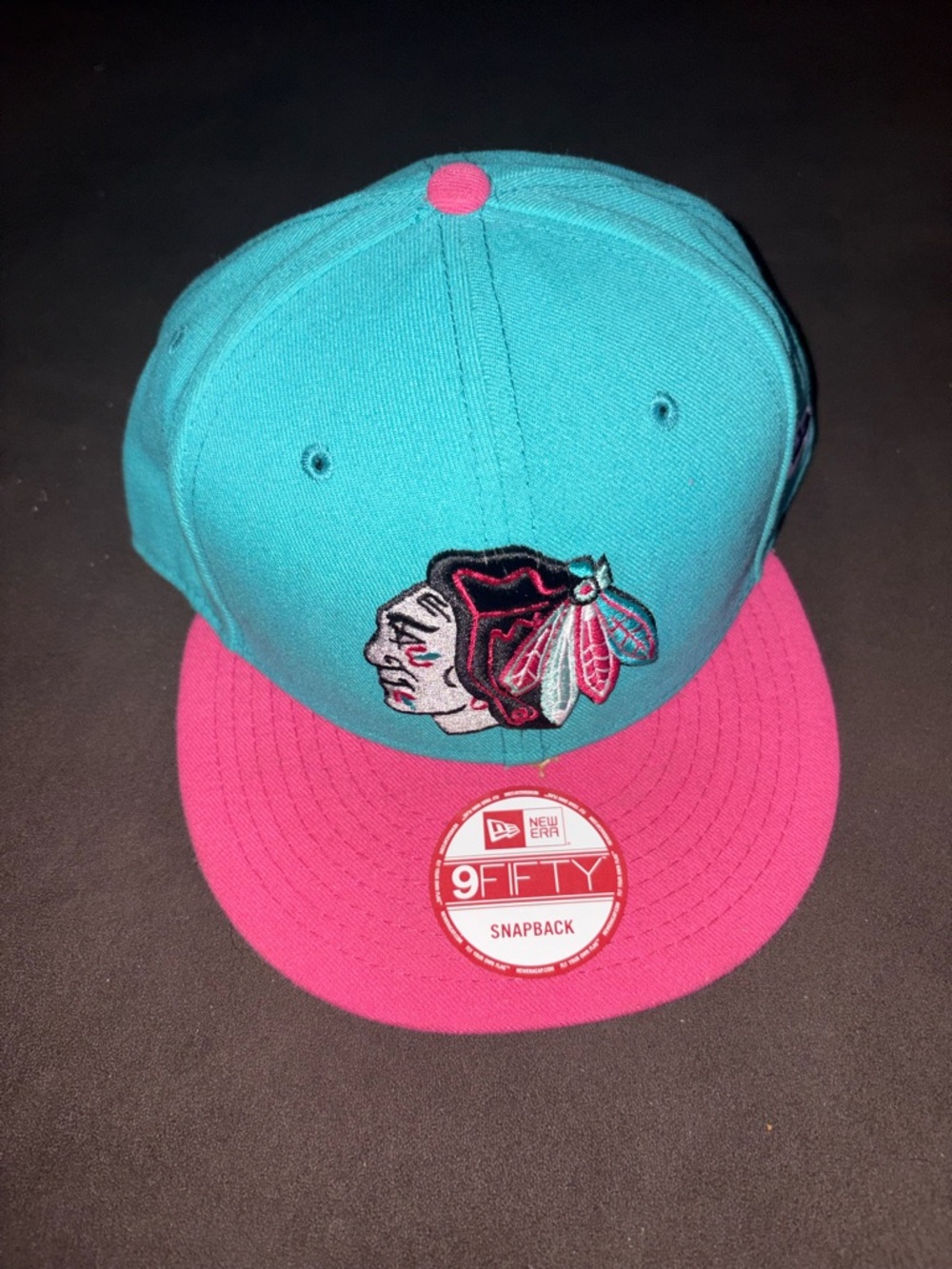 New Era 9FIFTY Chicago Blackhawks Teal Pink Snapback Hat Color Pack NHL Cap